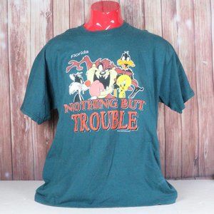 Vintage 1997 Mens XL Florida Warner Bros Taz Donald Duck Tweety Tee Shirt 90s